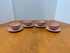 Set of 4 Vintage Mid-Century Modern Pink Tea Cup and Saucer Sets