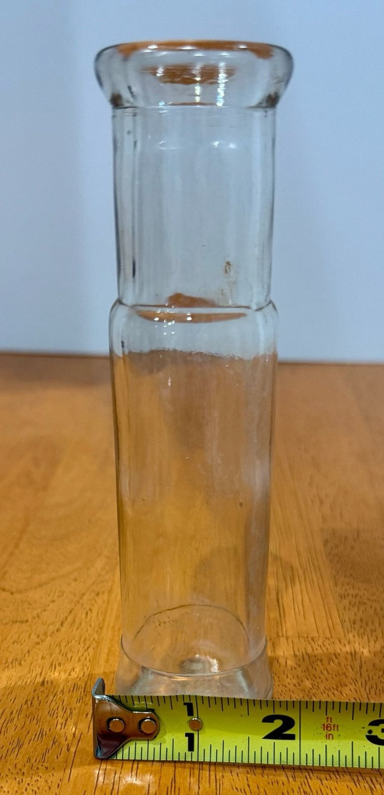 Antique Clear Glass Caper Bottle 6 Inch Cylindrical Jar