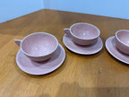 Set of 4 Vintage Mid-Century Modern Pink Tea Cup and Saucer Sets