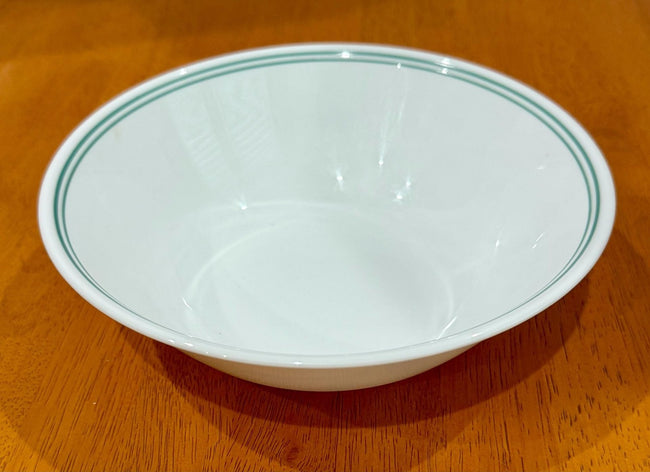 Vintage Corelle Country Cottage 8.5 Inch Serving Bowl White Green Stripes