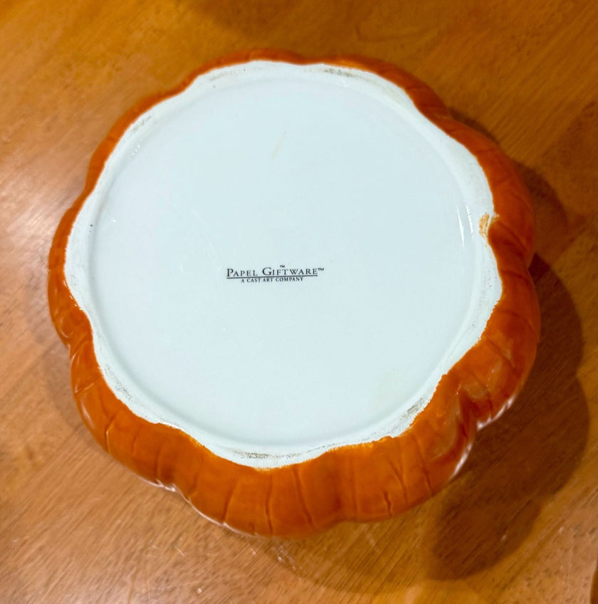 Vintage Royal Norfolk Ceramic Pumpkin Cookie Candy Jar with Lid Fall Autumn