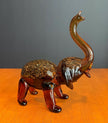 Dynasty Gallery Amber Art Glass Elephant Figurine with Gold Aventurine Flecks