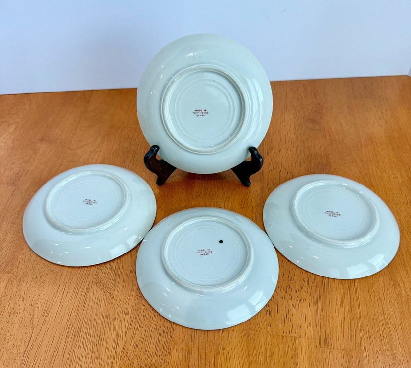 Set of 4 Vintage Hand Painted Floral Porcelain Saucers Made in Occupied Japan