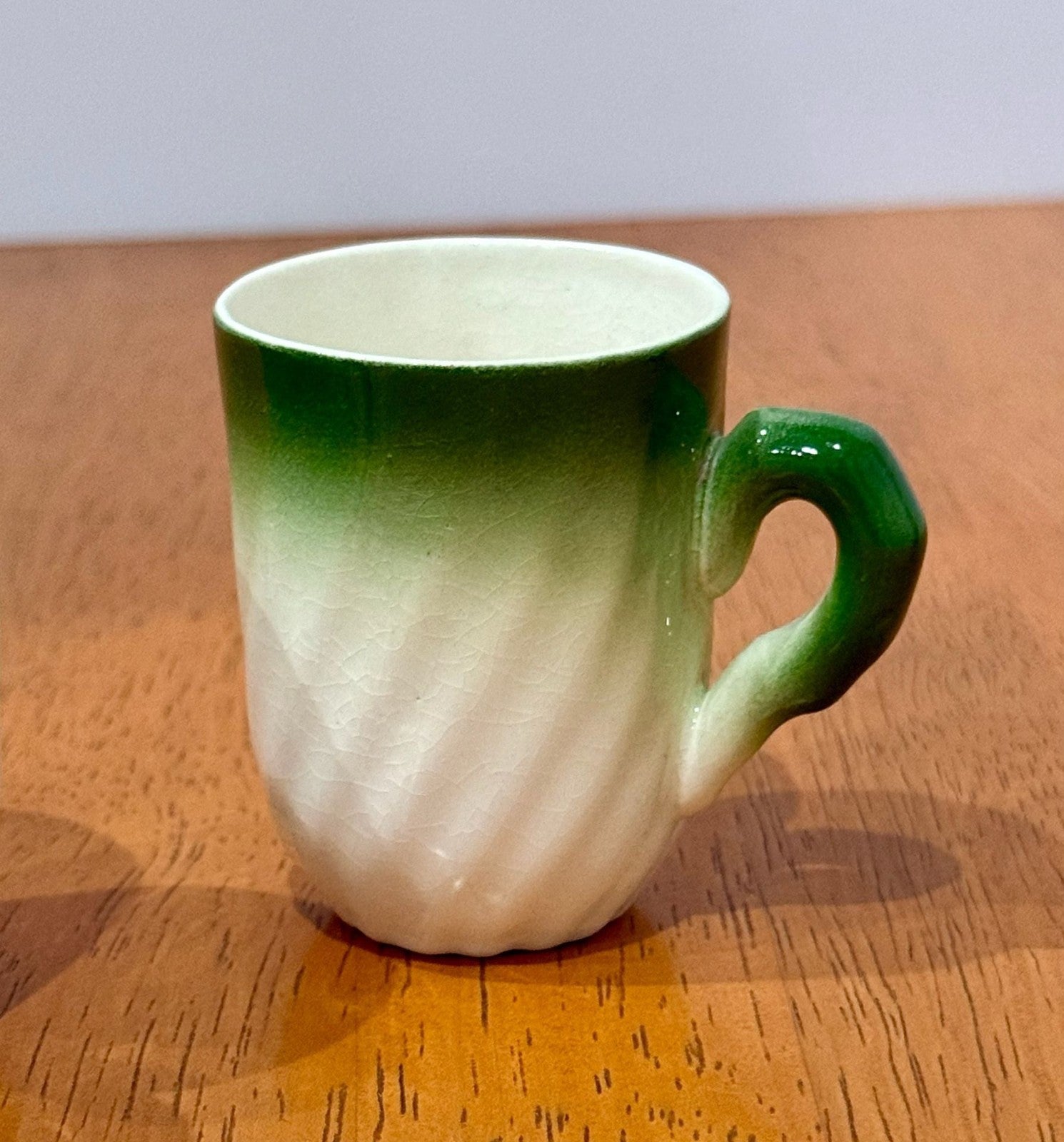 Vintage Set of 3 Green Ombre Swirl Ceramic Espresso Cups Mug Mini Teacups