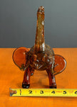 Dynasty Gallery Amber Art Glass Elephant Figurine with Gold Aventurine Flecks