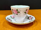 Vintage Colclough English Bone China Teacup & Saucer Pink Rose Floral Gold Trim