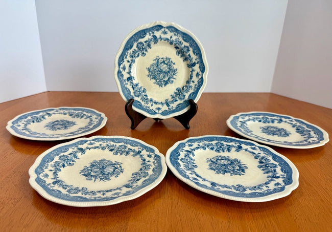 Set of 5 Vintage Johnson Brothers Persian Tulip Blue 6.25