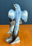 Vintage Ceramic Budgerigar Bird on Tree Stump Figurine Bud Vase