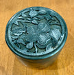 Vintage 1976 Metzke Pewter Round Trinket Box Floral Dogwood Relief Lid