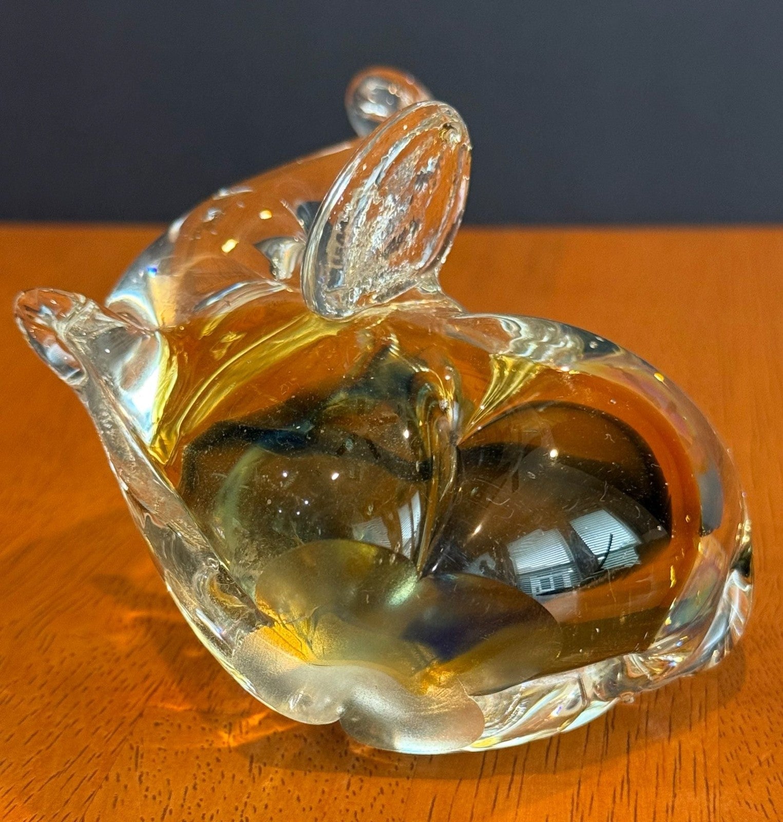Vintage Murano Hand-Blown Art Glass Elephant Figurine Trunk Up Good Luck