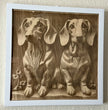 11  X 11 Engraved Art Panel Dachshund Brothers Framed Basswood Engraving