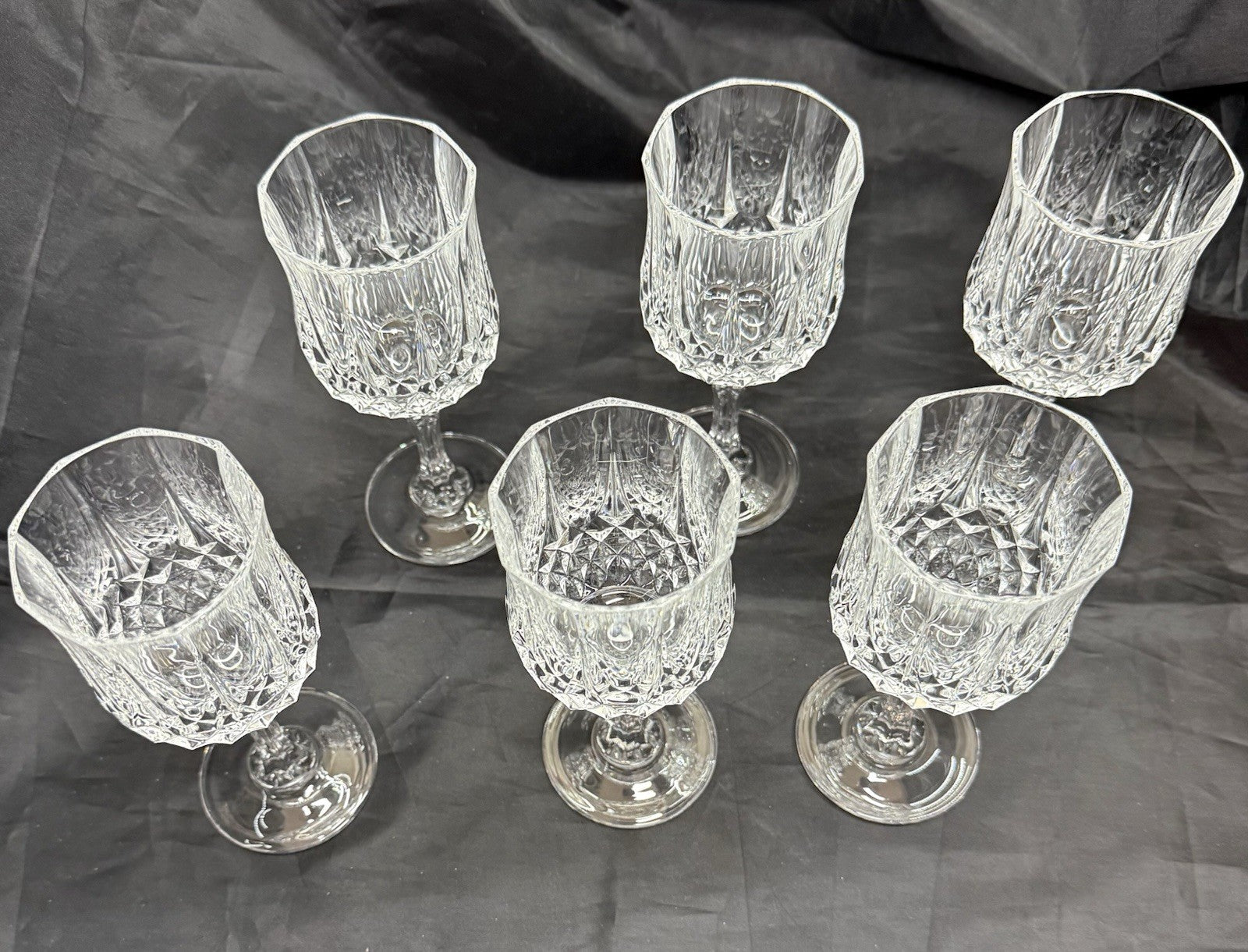 Vintage Set Of 6 Cristal D'Arques Durand Longchamp Crystal Wine Glasses 6.5