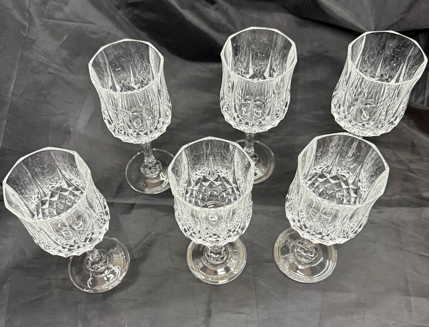 Vintage Set Of 6 Cristal D'Arques Durand Longchamp Crystal Wine Glasses 6.5