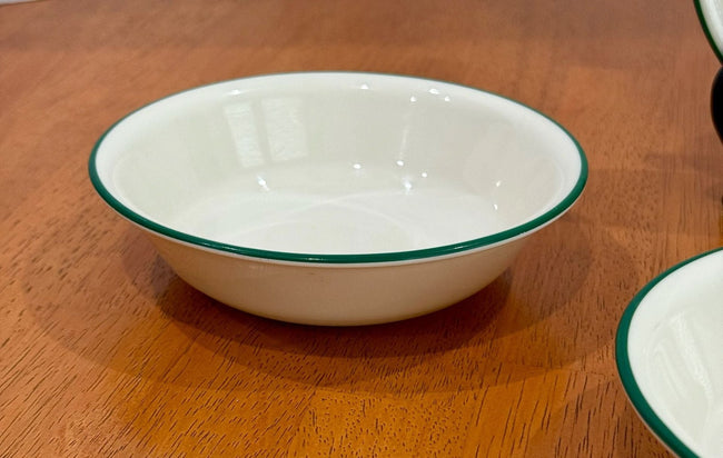 Vintage Corelle Sandstone Dark Green Rim Berry 4 Bowl Set Sandstone Garden