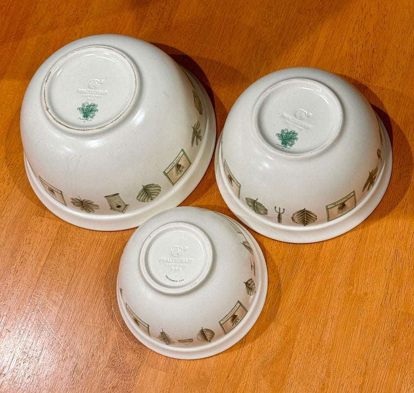 Vintage Pfaltzgraf Naturewood Nesting Mixing Bowls Set of 3 Earthtones
