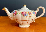 Vintage Arthur Wood Floral Design Teapot with Gold Trim #4549 Repaired