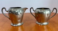 Antique Royal Solid Pewter Creamer and Sugar Bowl Set circa 1900-1915