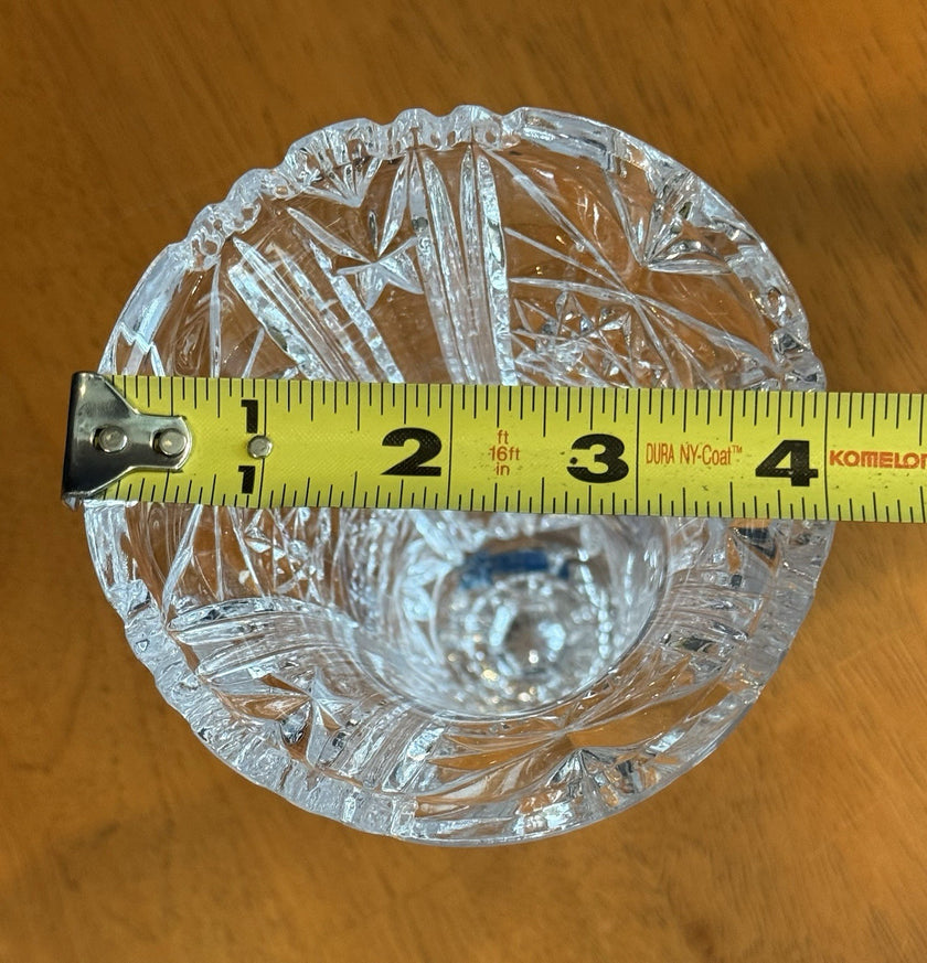 Vintage West Germany 24% Lead Crystal Hobstar Starburst Medallion Vase 8.5