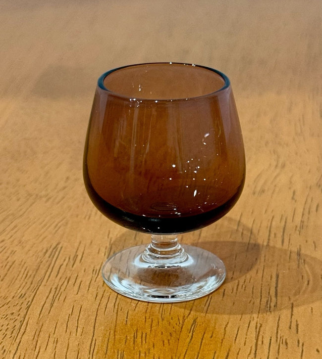 Vintage Mini Brown Glass Brandy Snifter Cordial Glass