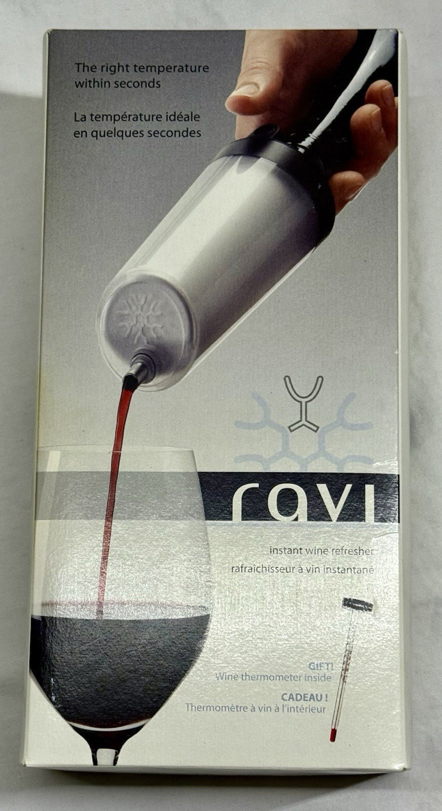 Ravi Instant WINE CHILLER Cooler Refresher With Bonus Thermometer NEW