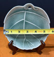 Vintage Japanese Celadon Crackle Glaze Bodhi Leaf Trinket Dish 5.5”