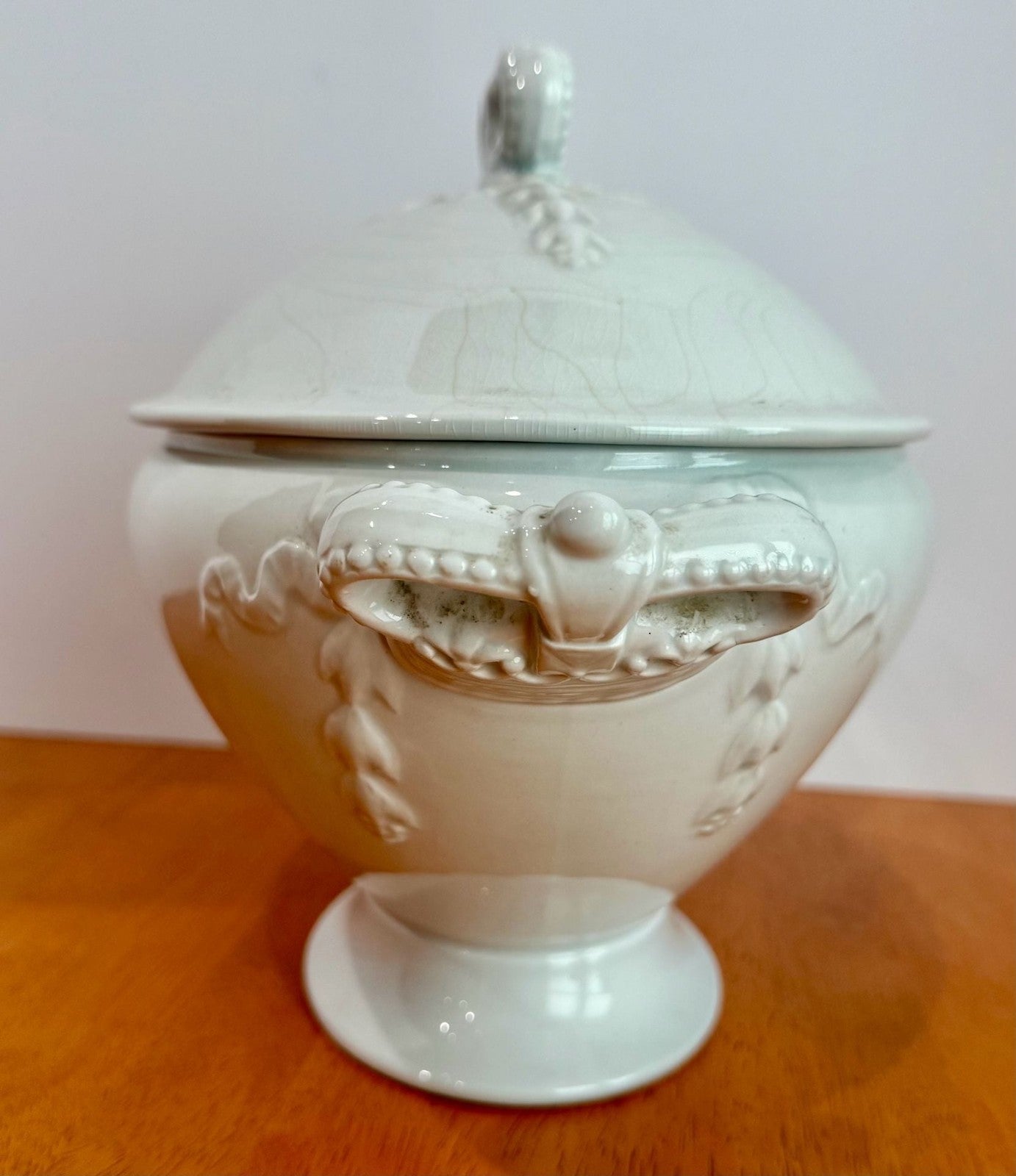 Vintage J. & G. Meakin Ironstone White Soup Tureen with Lid and Ladle