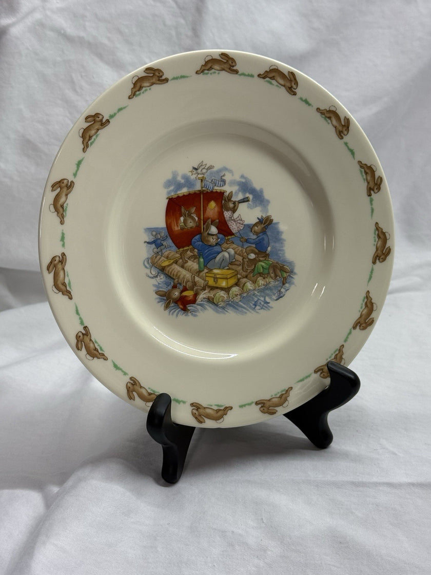 Vintage Royal Doulton  Bunnykins 1936  Collectible 6 Bunny’s On A Raft  8” Plate