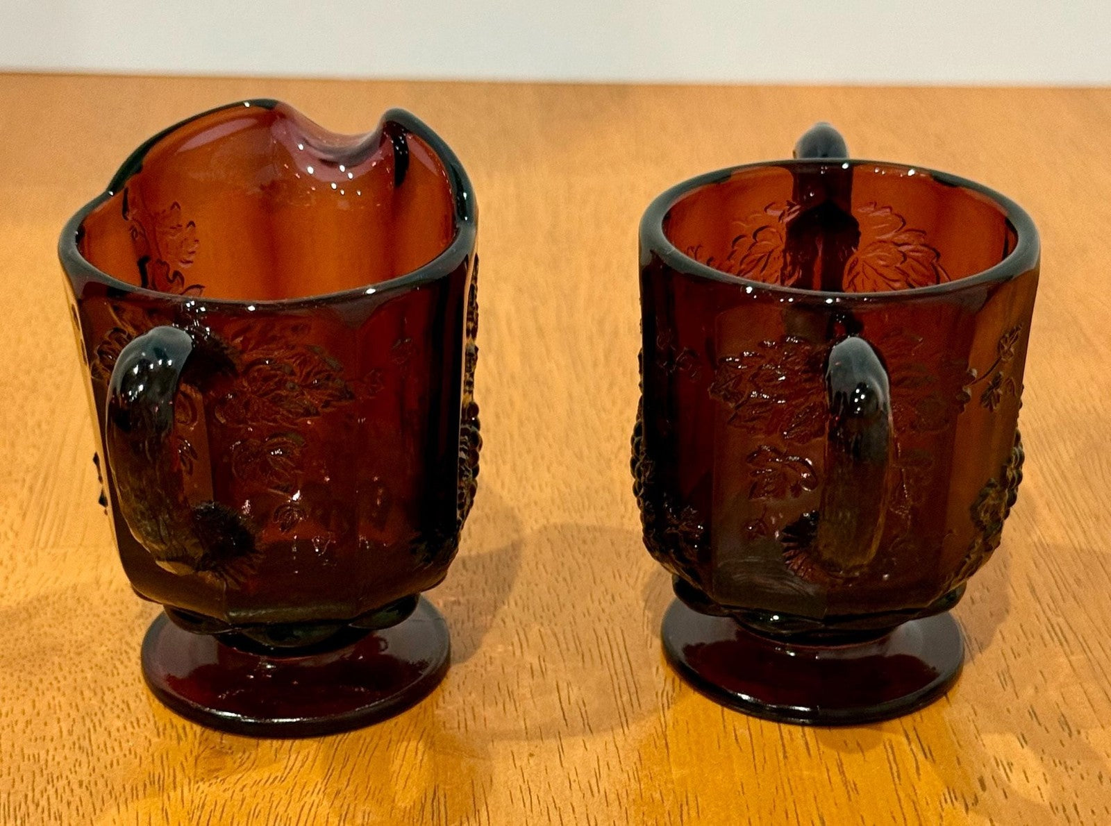 Vintage Westmoreland Amethyst Glass Purple Creamer & Sugar Set Grape & Vine