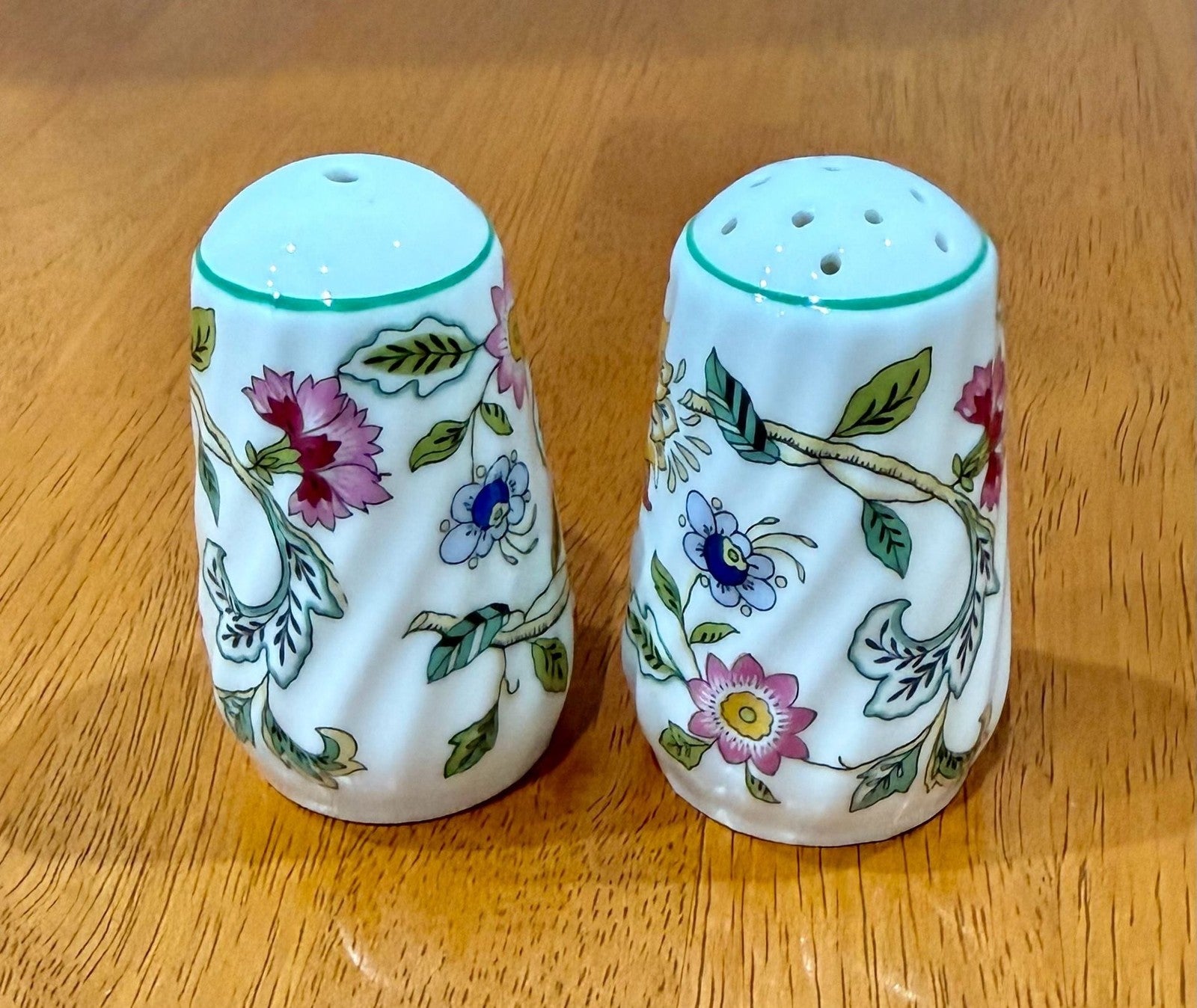 Vintage Minton Haddon Hall Bone China Salt and Pepper Shaker Set Floral