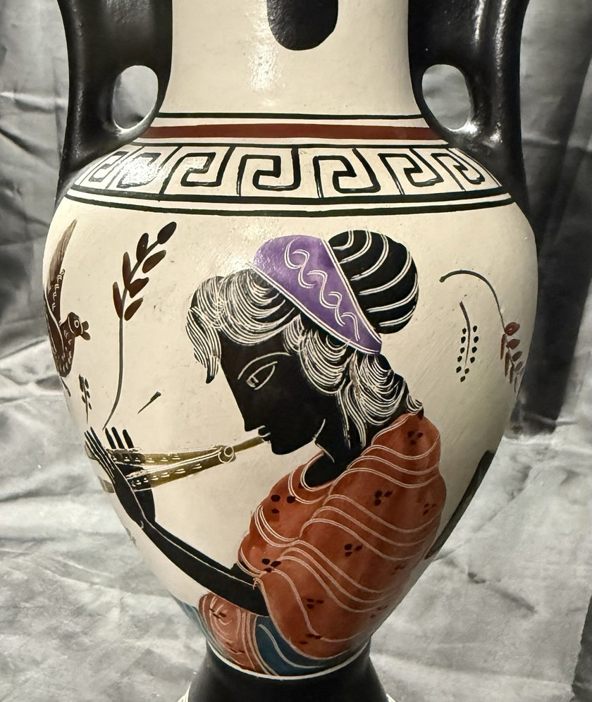 Vintage Amphora Made in Greece Hand Painted Art Pottery Greek Replica Urn Vase