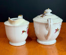Vintage Fine China Made in Japan Moss Rose Creamer with Sugar Bowl & Lid Set
