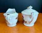 Vintage Fine China Made in Japan Moss Rose Creamer with Sugar Bowl & Lid Set