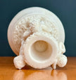 Antique 1900s Salt Dough Figural Cherub White Candlestick Holder