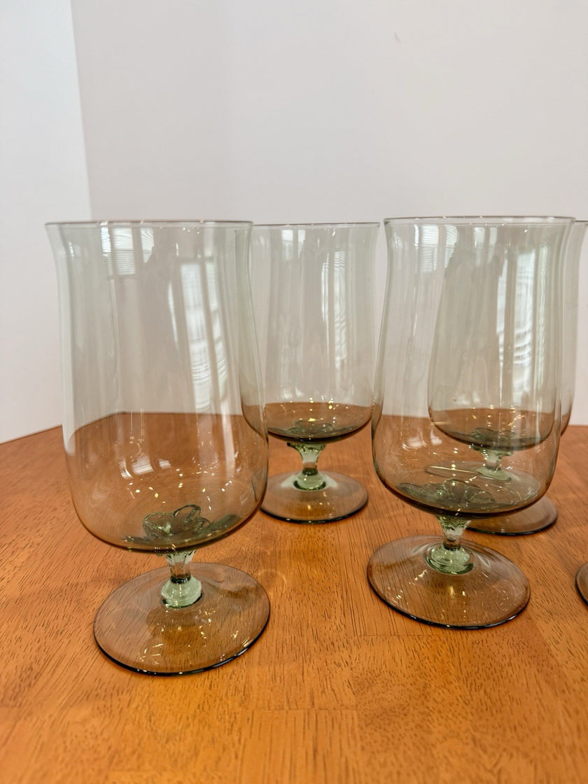 Vintage Set Of 8 Lenox Green Mist Iced Tea Goblets Expression Line Smoky Green