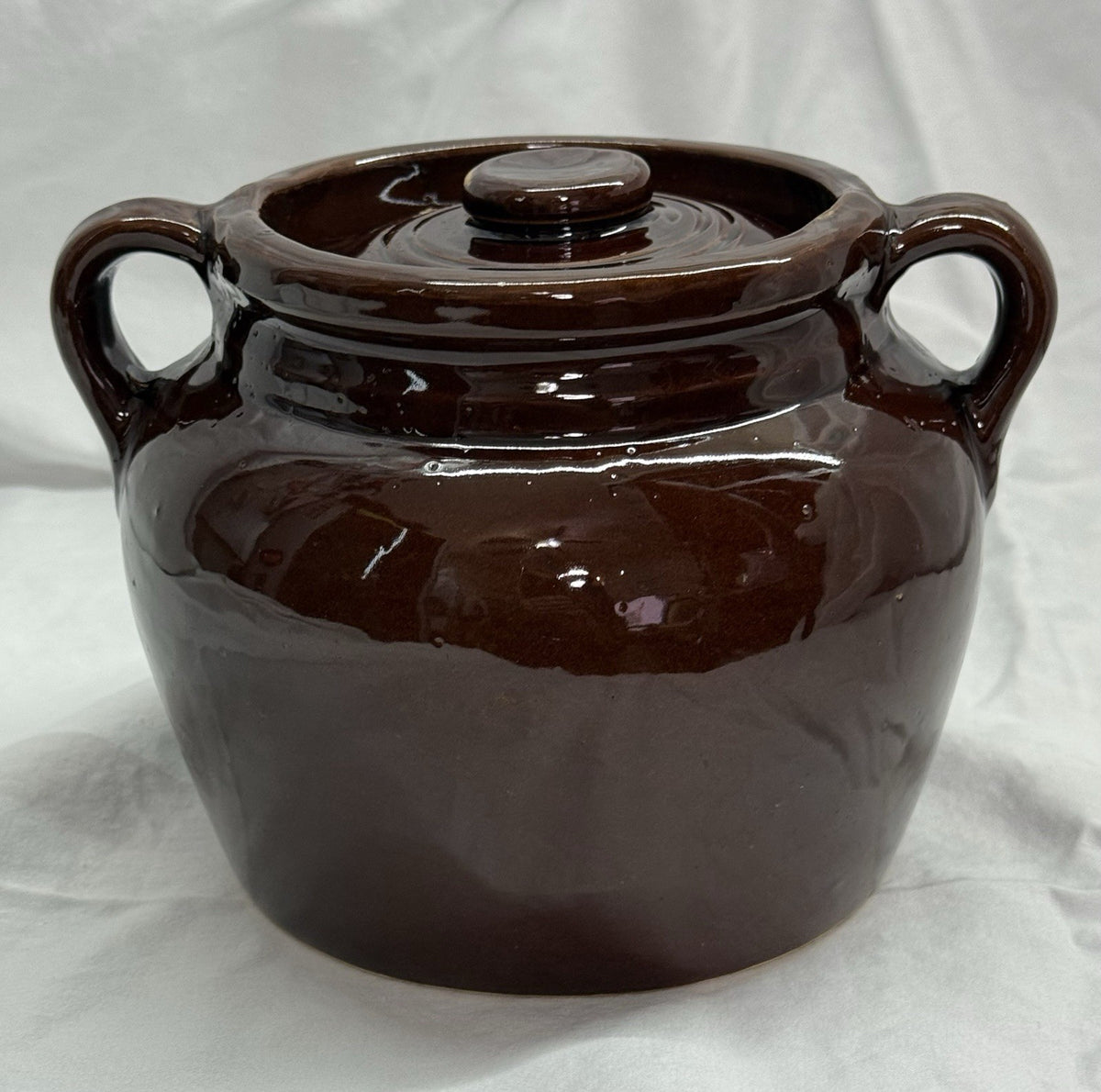 Vintage Brown Glazed Stoneware Bean Pot with Lid Made in USA Farmhouse ...
