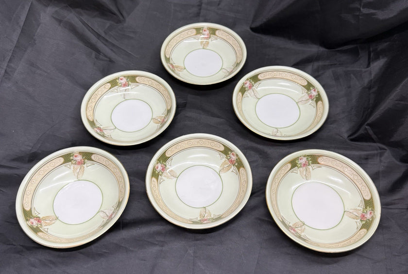 Antique Lot Of 6 Reinhold Schlegelmilch RS Germany Roses And Gold Dessert Bowls