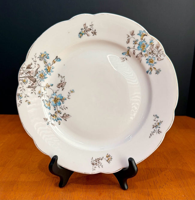 Vintage BSM Fine Porcelain Floral Scalloped Dinner Plate Blue Yellow