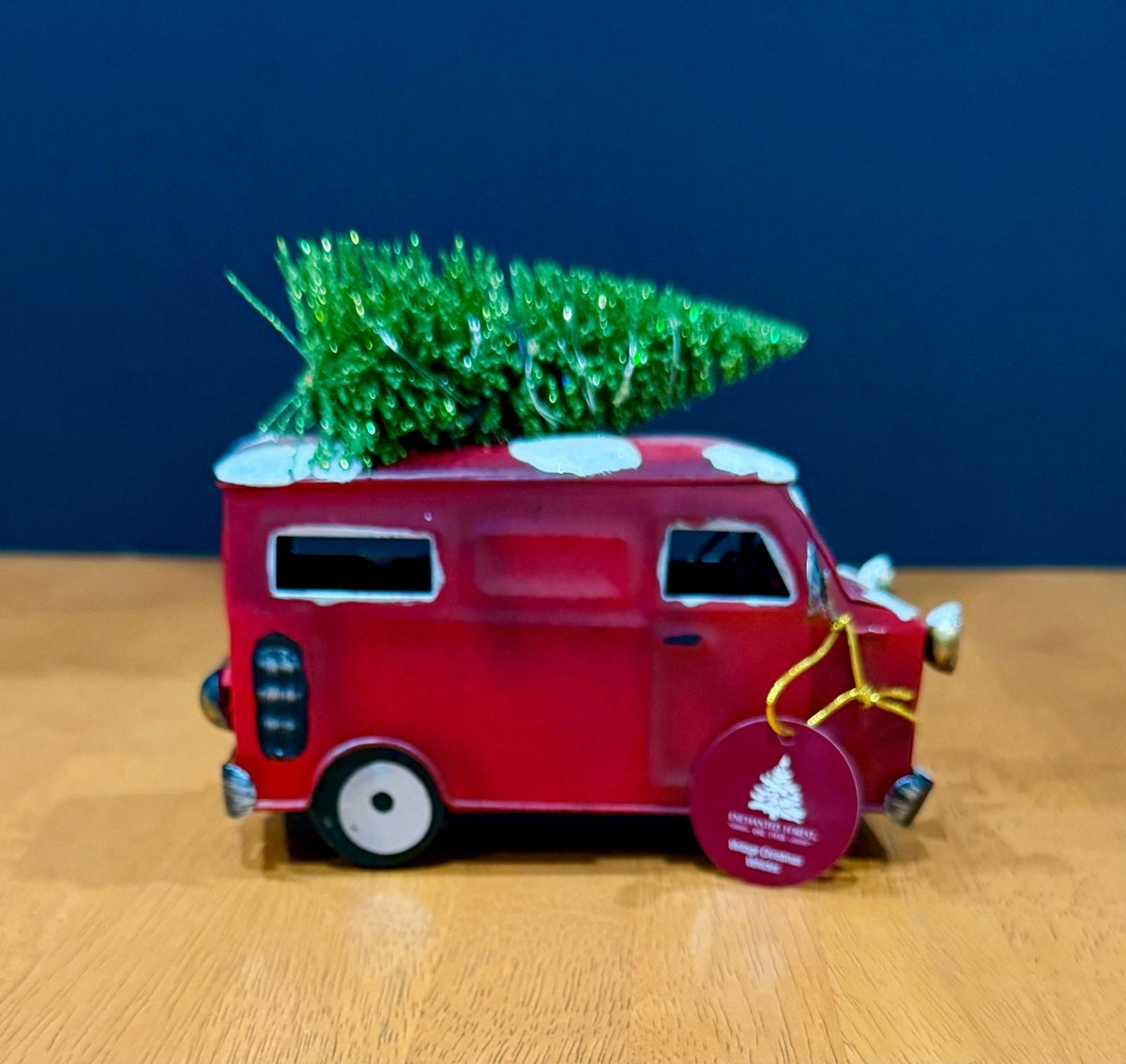 Enchanted Forest Red Metal Truck Christmas Decor Toy