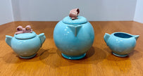 Vintage 1940s Dorette Saltzman Child's Tea Set Teapot Sugar Bowl Creamer