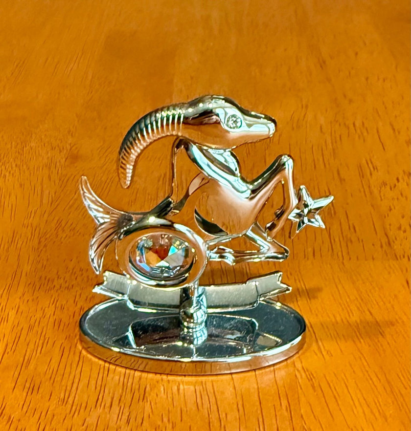 Mascot Crystal Delight Chrome Plated Capricorn Zodiac Figurine Austrian Crystal