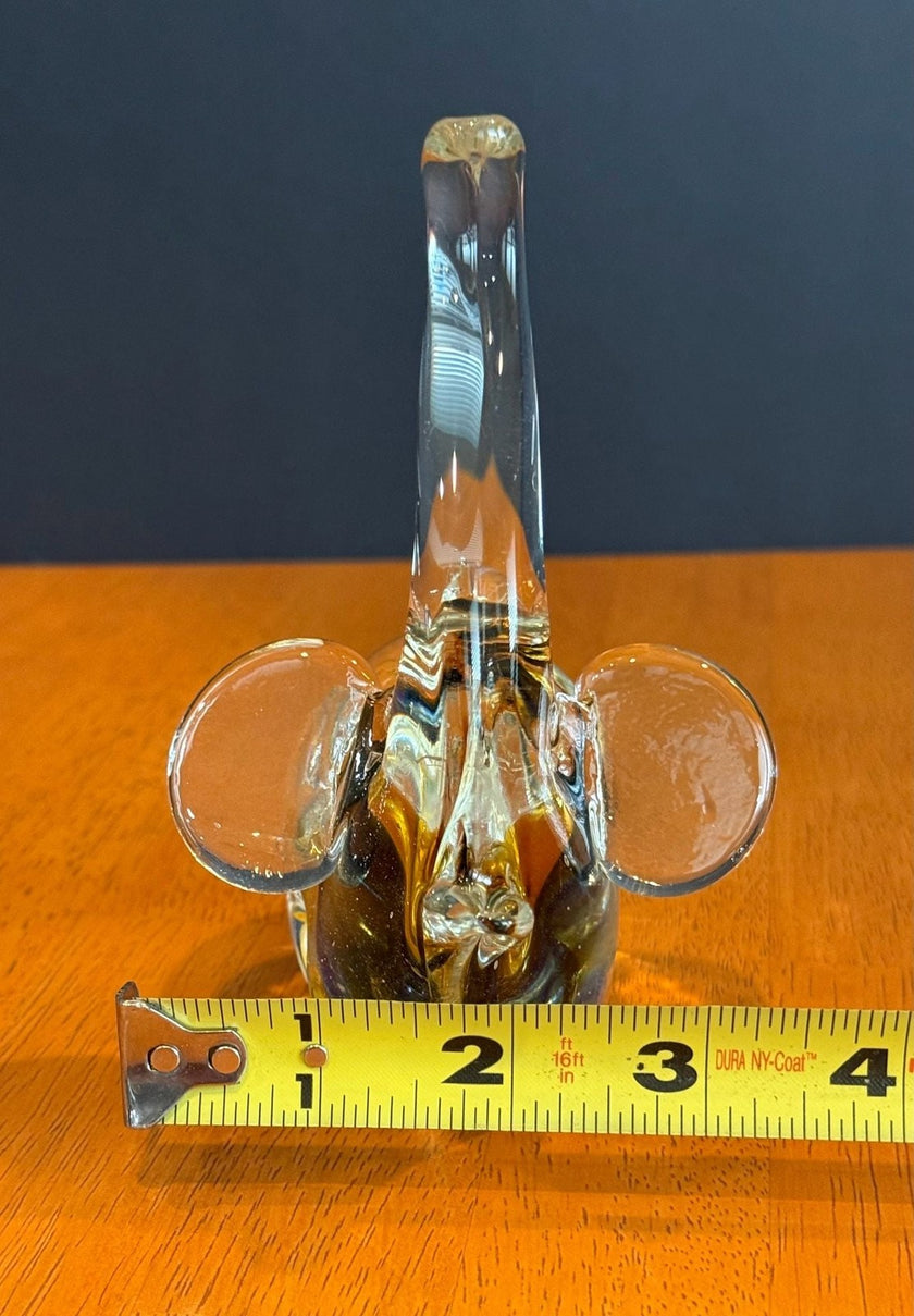 Vintage Murano Hand-Blown Art Glass Elephant Figurine Trunk Up Good Luck