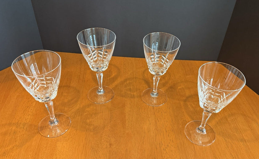 Vintage W M Dalton Cherbourg French Lead Crystal Goblets Set of 4 Original Boxes