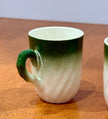 Vintage Set of 3 Green Ombre Swirl Ceramic Espresso Cups Mug Mini Teacups