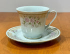Vintage China Pearl Gigi Pattern Footed Tea Cup and Saucer Set