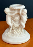 Antique 1900s Salt Dough Figural Cherub White Candlestick Holder