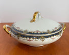 Vintage Limoges France Porcelain Covered Vegetable Serving Dish with Gold Trim