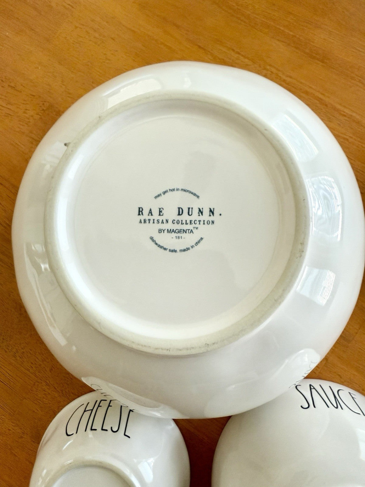 Rae Dunn Artisan Collection Pizza Night Bowl Set Microwave Dishwasher Safe White