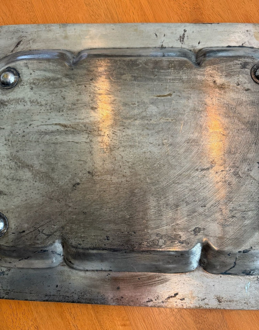 Large Vintage Silverplate Footed Serving Tray Grape & Leaf Border 24