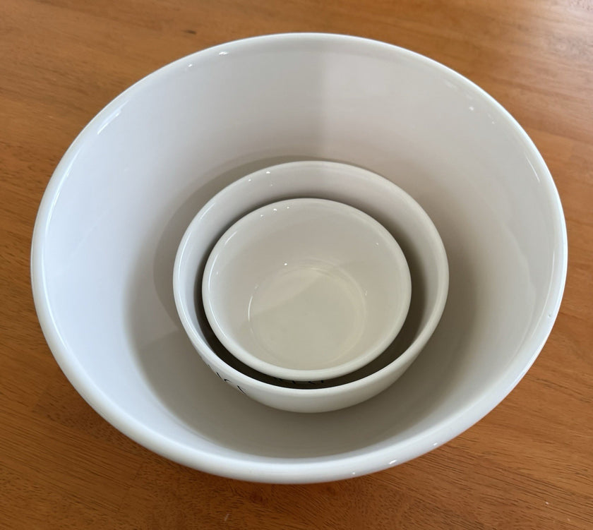 Rae Dunn Artisan Collection Pizza Night Bowl Set Microwave Dishwasher Safe White