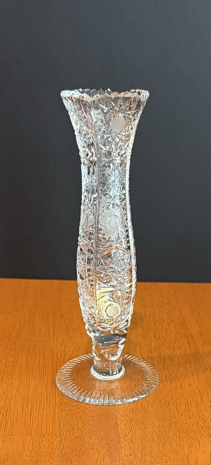 Vintage Lausitzer Crystal Bud Vase Hand Cut German 24% Leaded Crystal Hobstars